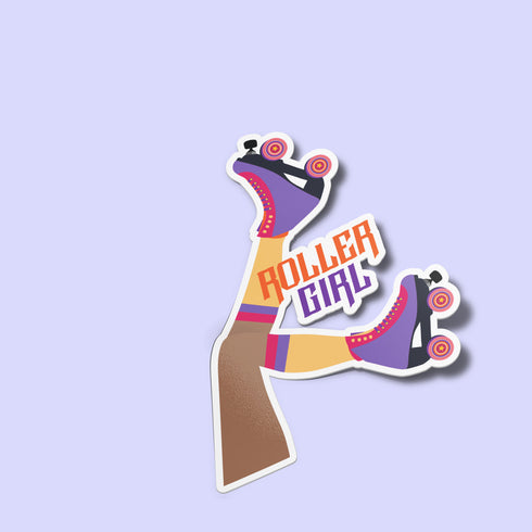 Large Roller Girl Premium Vinyl Sticker, Roller Skating Hydroflask Sticker, Quad Skates Laptop Decal